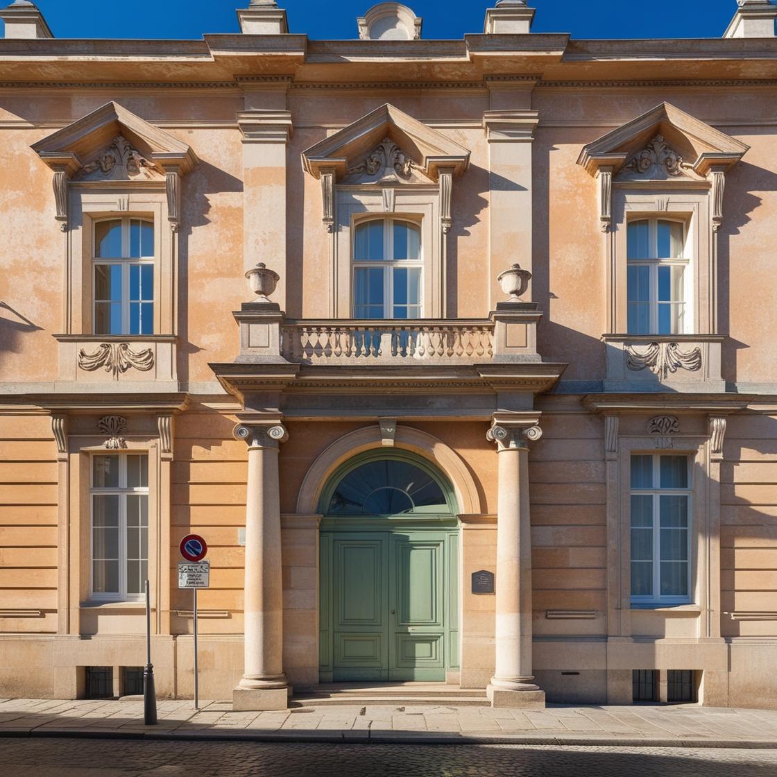 Historic Apulian palazzo facade with a pale green entrance door